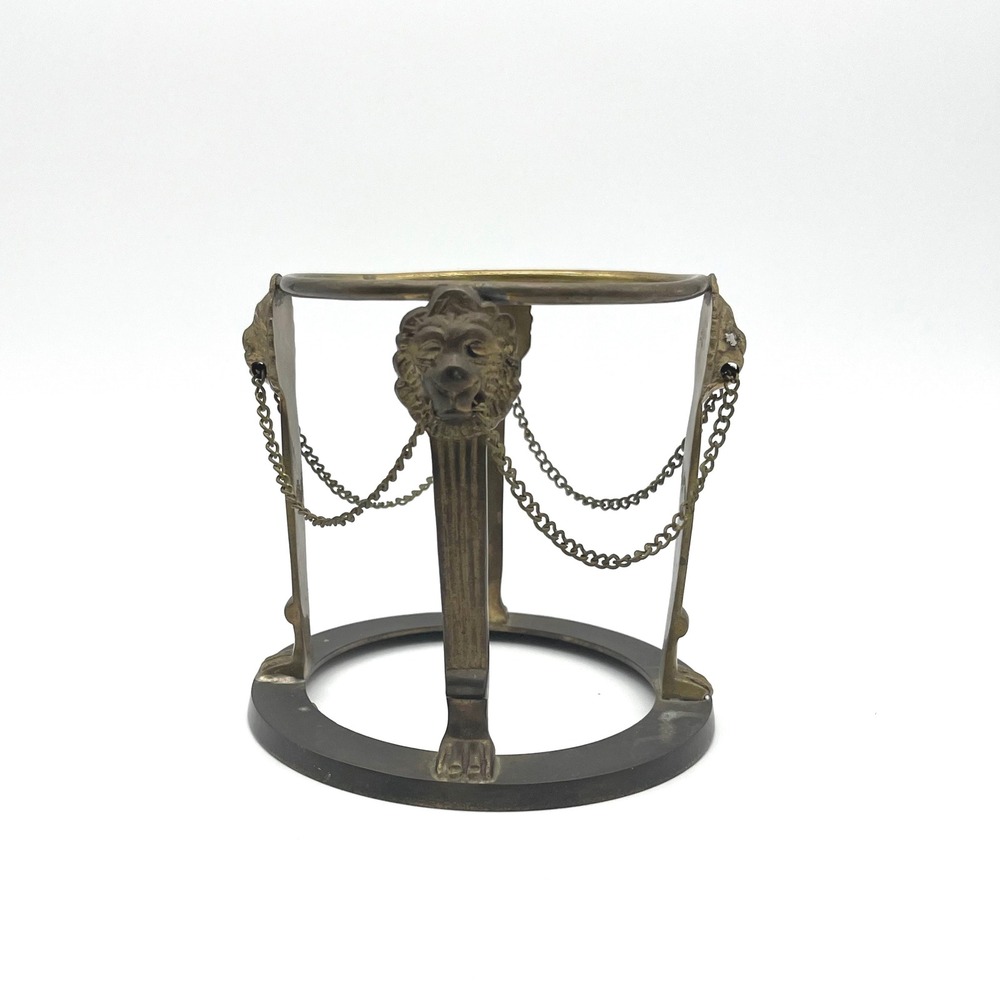 Lion Head Decor Stand Pedestal Display Chain Accent Vintage‎ Style